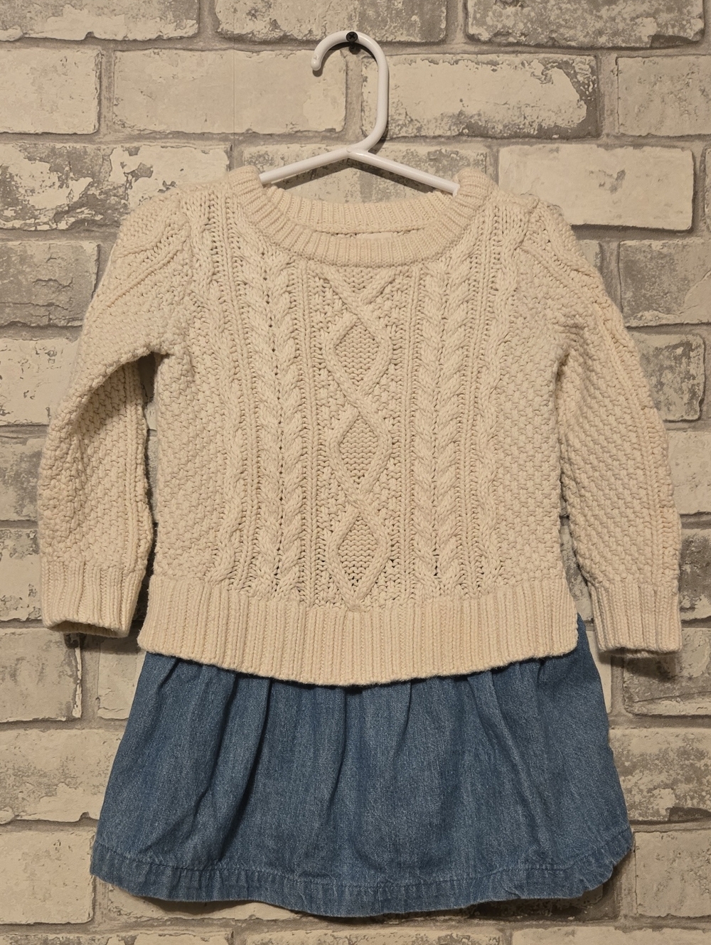 GAP Cream Cable-Knit Crew Sweater Dress